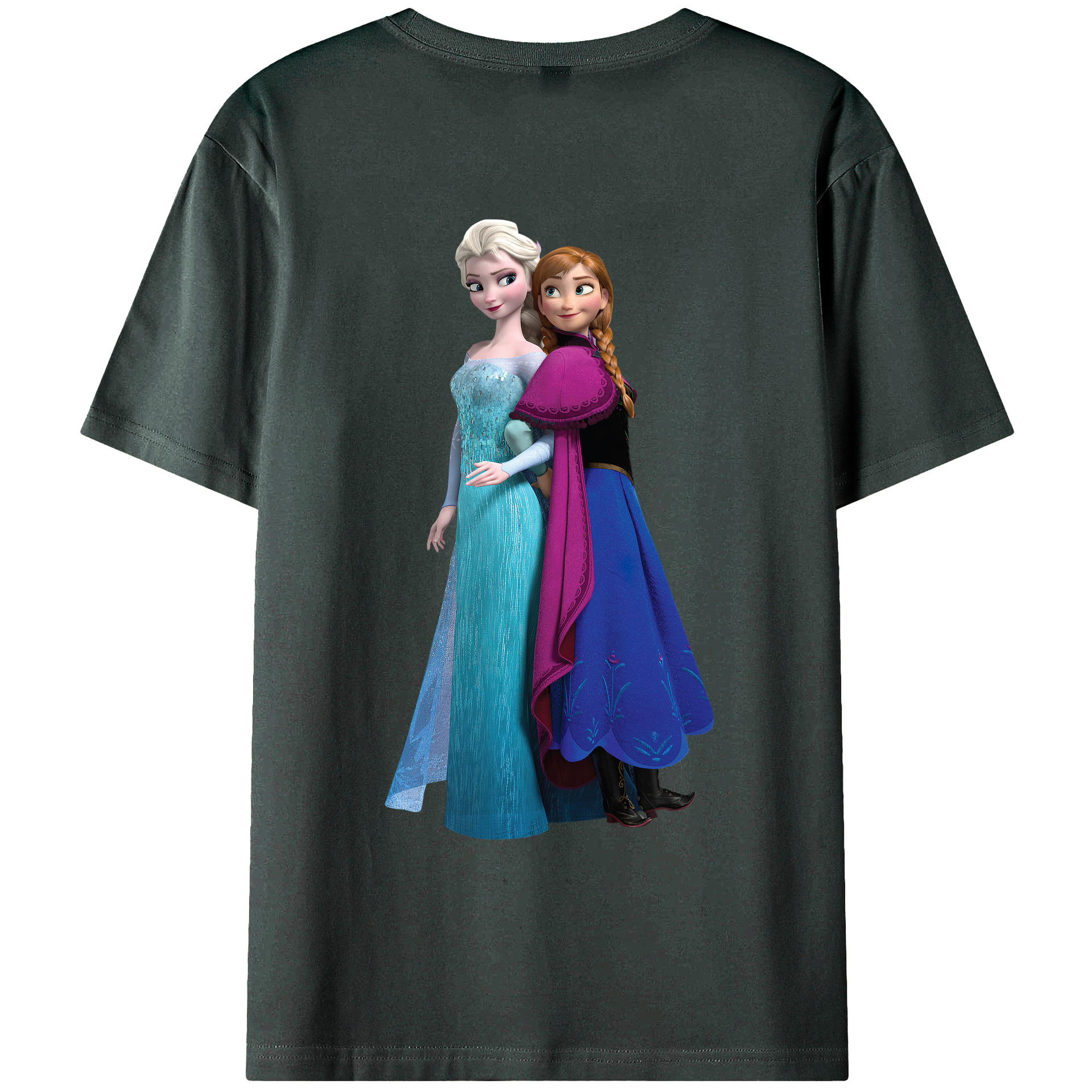 （画像用） アナと雪の女王 アンナ エルサ Frozen Anna Elsa 綿100％ メンズ半袖Tシャツ（バックプリント） 通気性